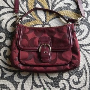 Coach Burgandy Signature Canvas Hobo and Crossbody